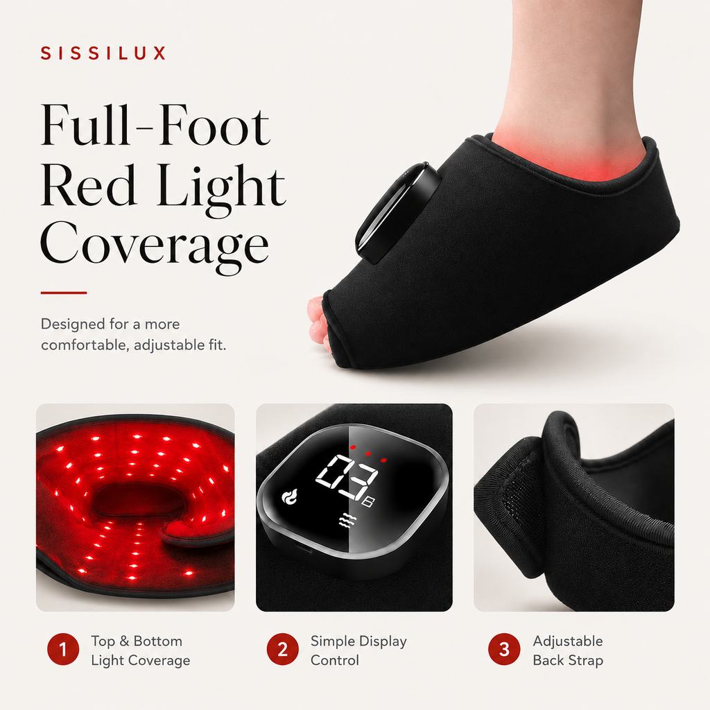 Cordless Red Light Therapy Wrap — Foot, Heel & Ankle, 660nm & 850nm