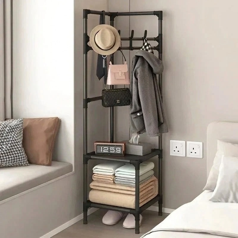 Corner Coat Stand for Hallway with Organiser and Storage