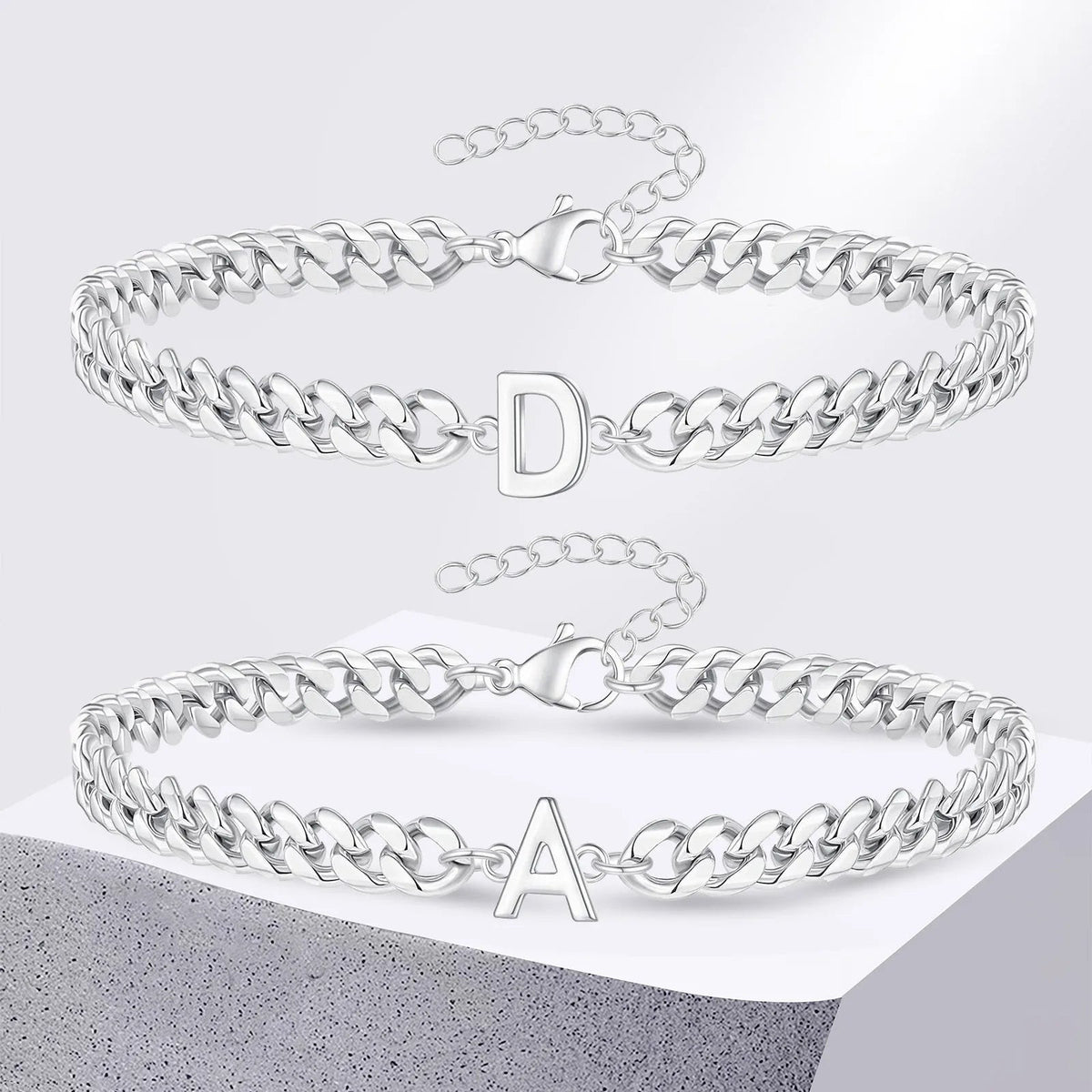 Boneroshop | Couples Letter Initial Cuban Bracelet
