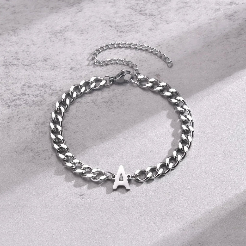 Boneroshop | Couples Letter Initial Cuban Bracelet