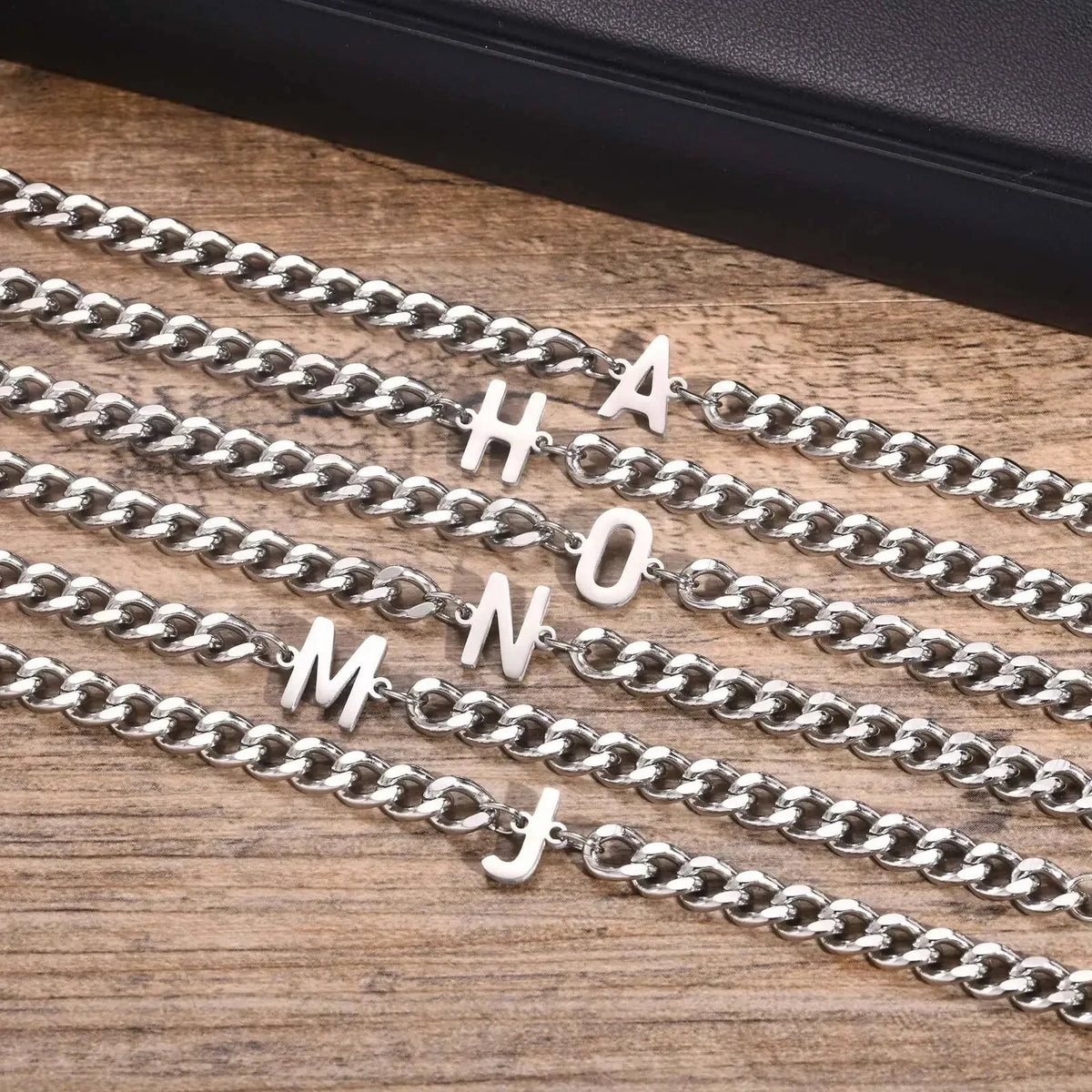 Boneroshop | Couples Letter Initial Cuban Bracelet