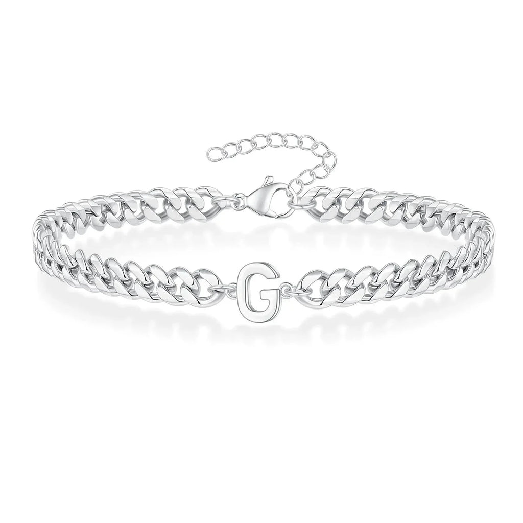 Boneroshop | Couples Letter Initial Cuban Bracelet