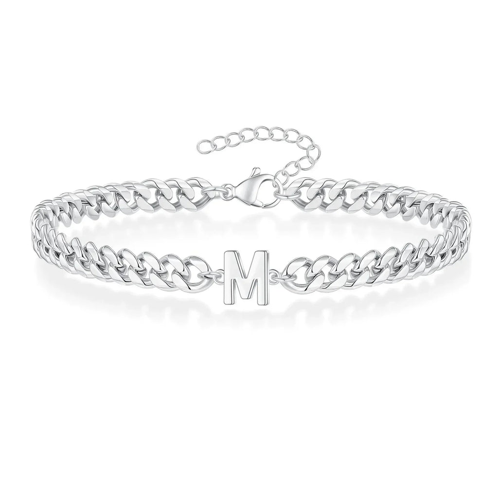 Boneroshop | Couples Letter Initial Cuban Bracelet
