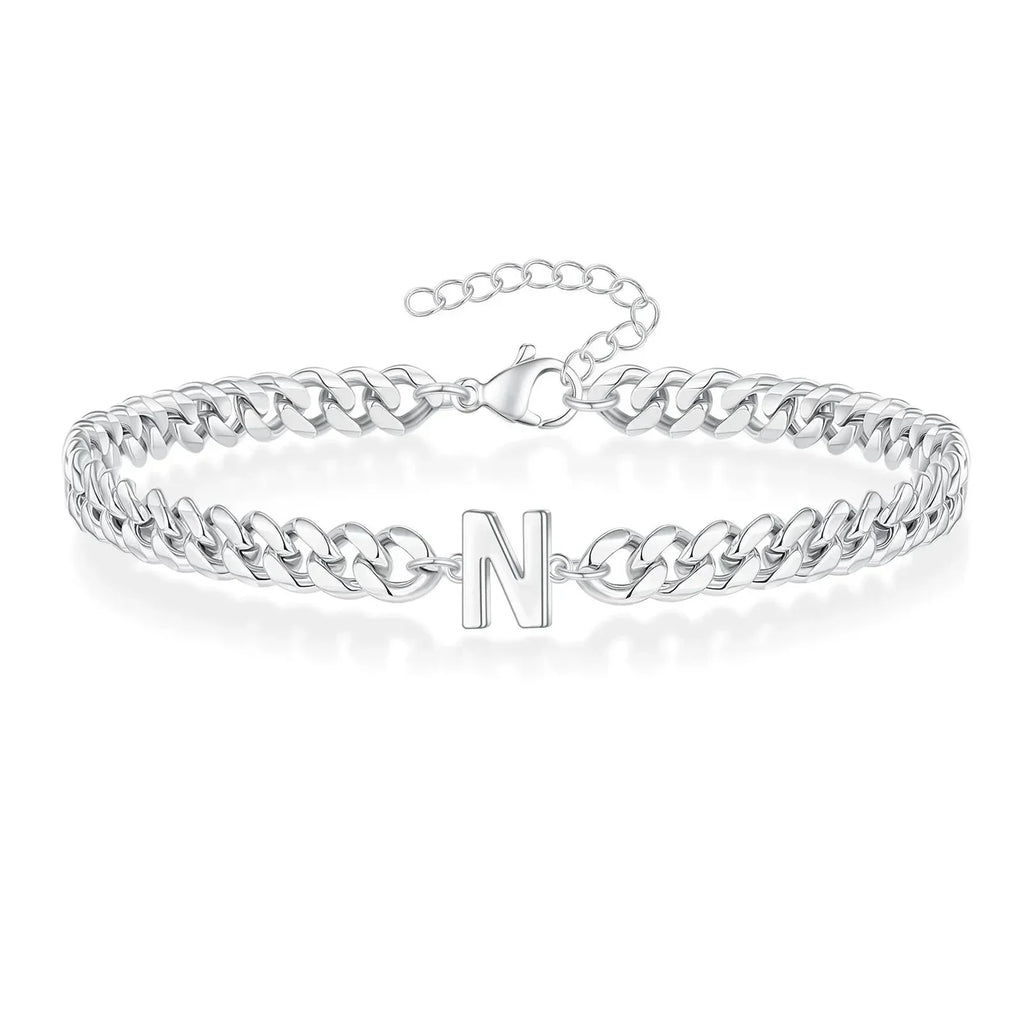 Boneroshop | Couples Letter Initial Cuban Bracelet