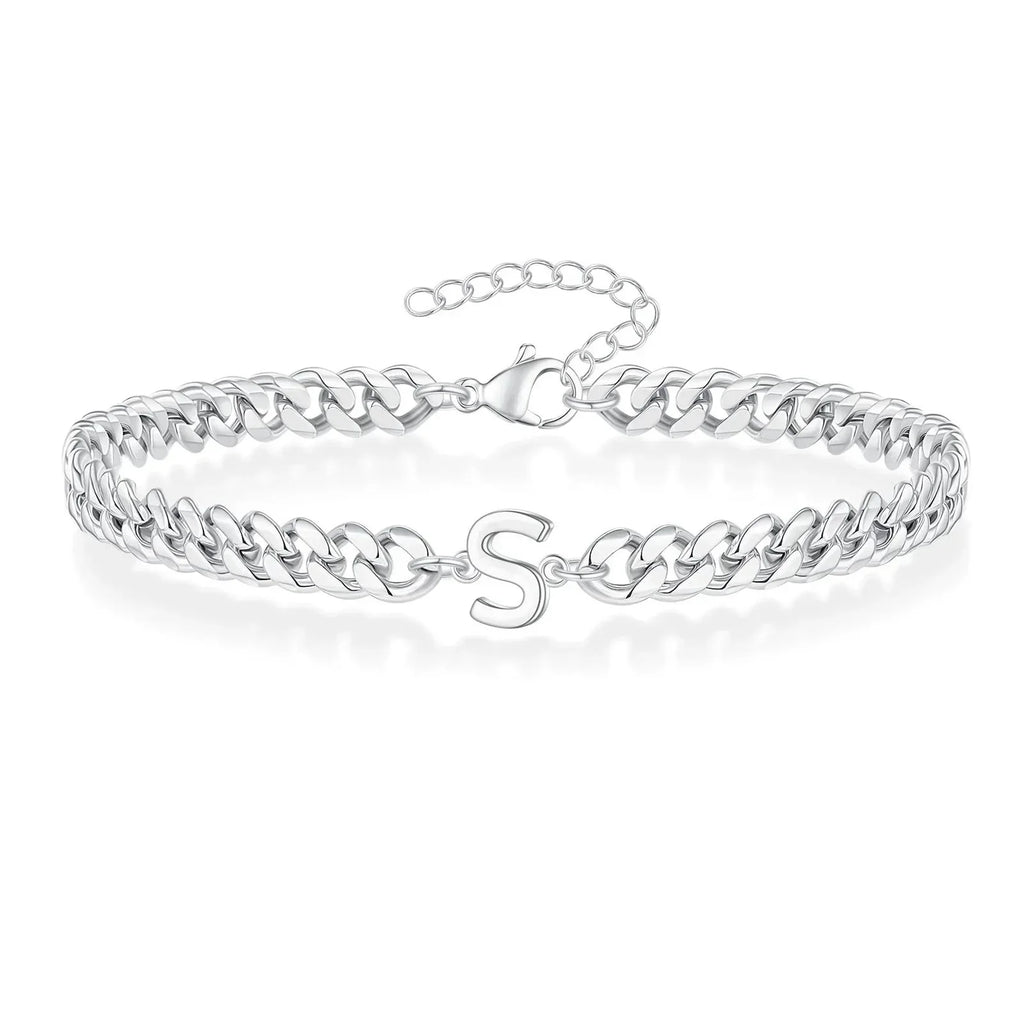 Boneroshop | Couples Letter Initial Cuban Bracelet