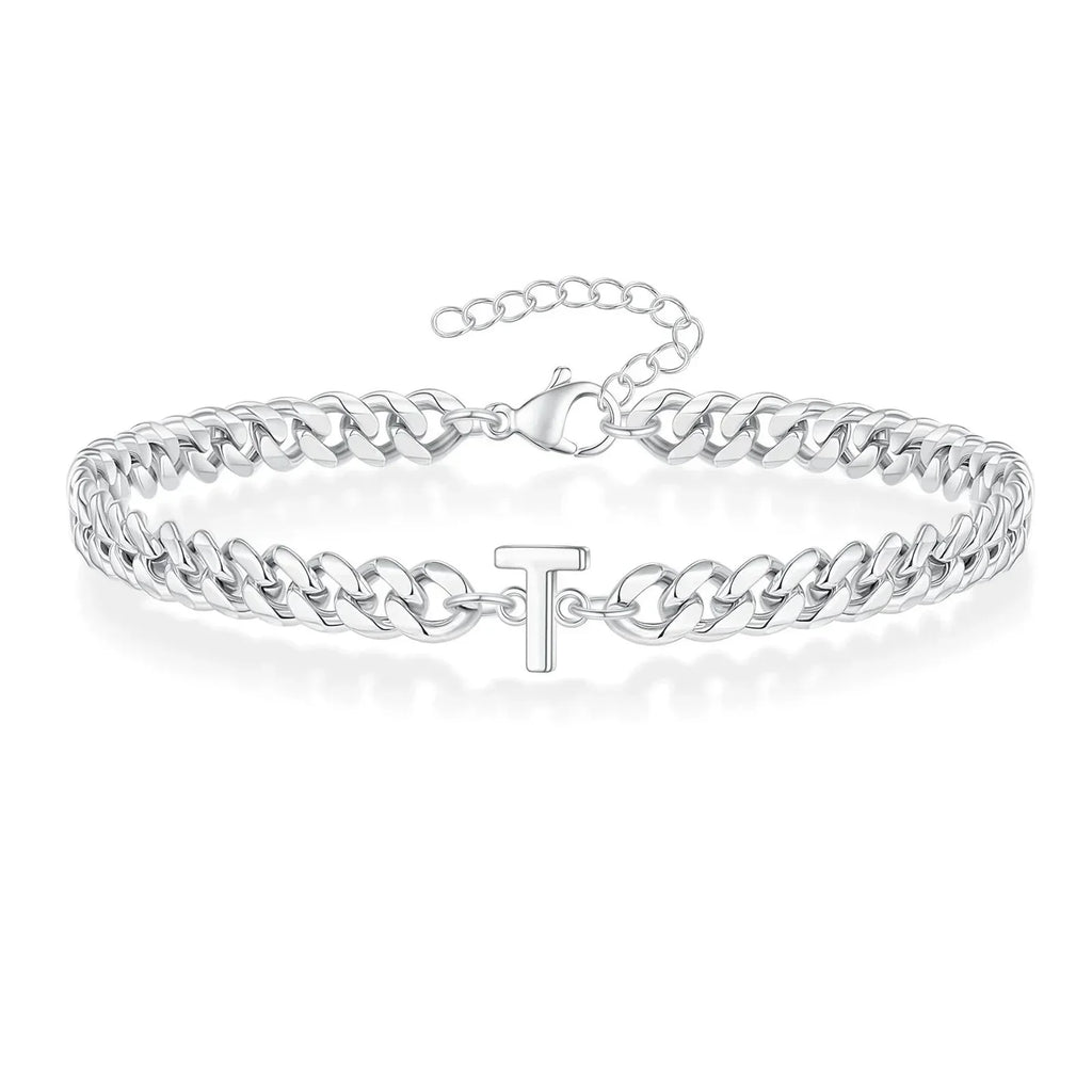 Boneroshop | Couples Letter Initial Cuban Bracelet