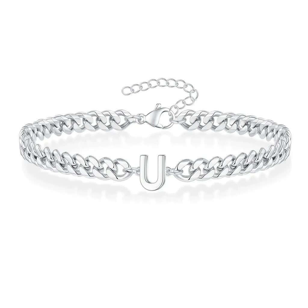 Boneroshop | Couples Letter Initial Cuban Bracelet