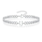 Boneroshop | Couples Letter Initial Cuban Bracelet