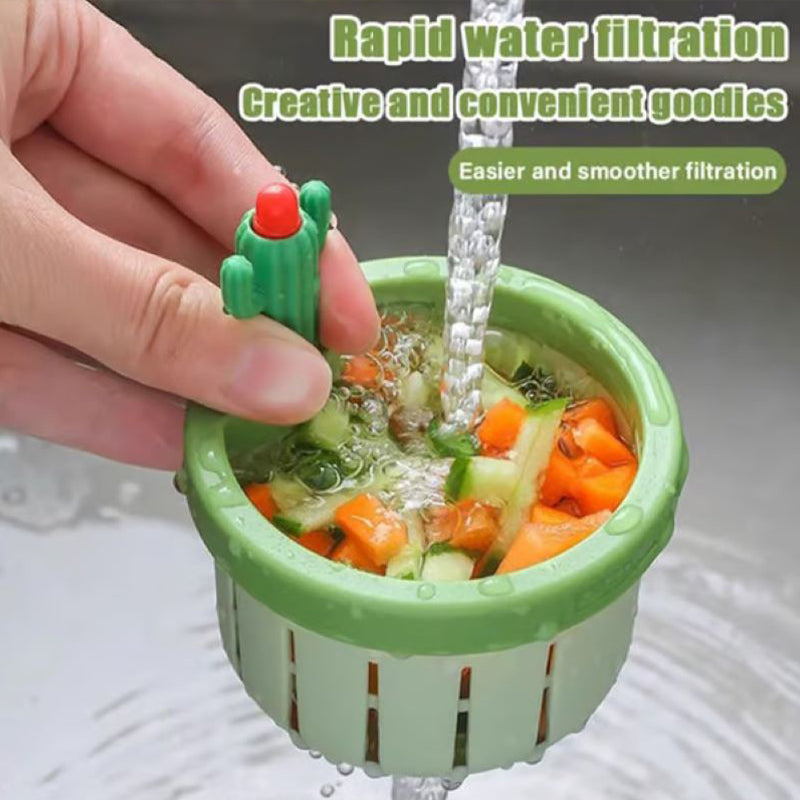 Creative Cactus Drainage Basket Set with Auto-Empty Function