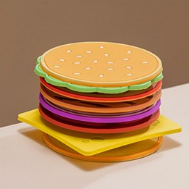 Creative Layered Burger-Shaped Insulated Coaster Set