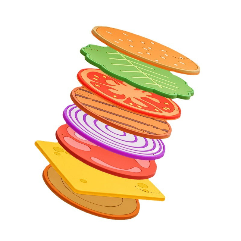 Creative Layered Burger-Shaped Insulated Coaster Set