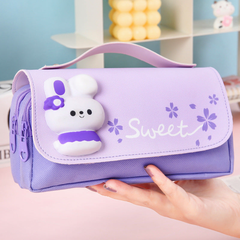 Creative Pencil Case with Bunny Appliqué