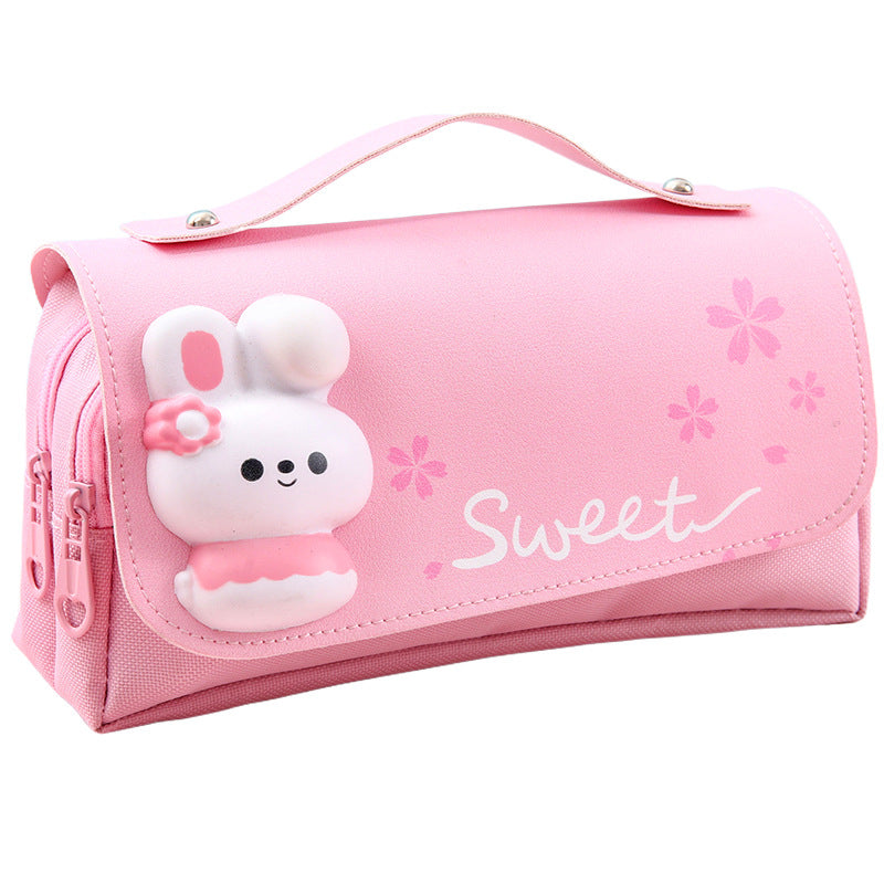 Creative Pencil Case with Bunny Appliqué
