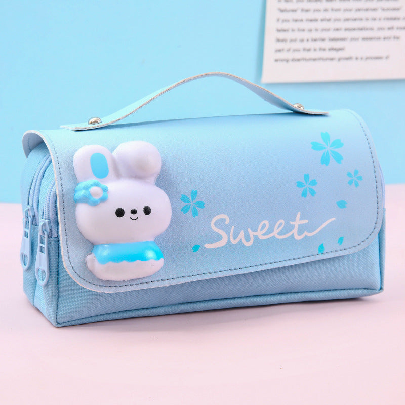 Creative Pencil Case with Bunny Appliqué