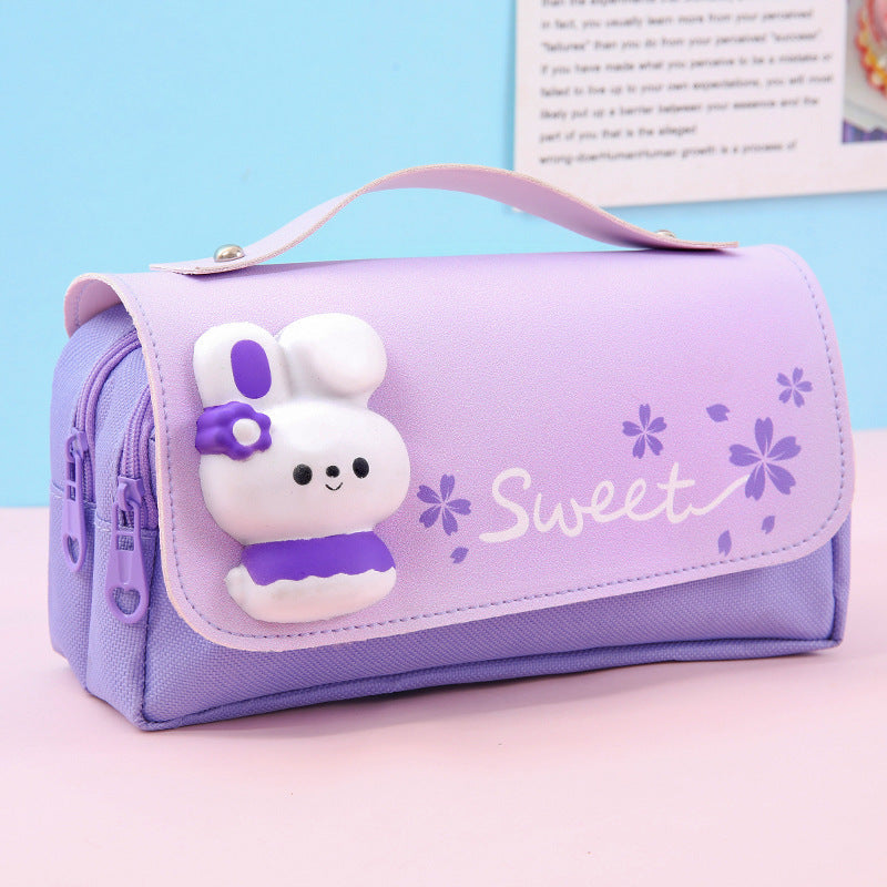 Creative Pencil Case with Bunny Appliqué