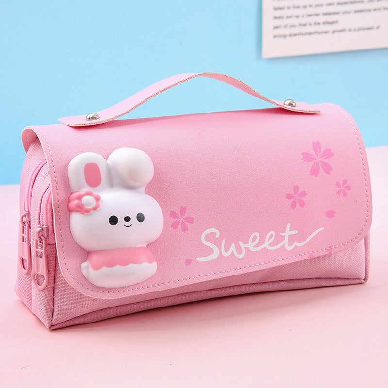 Creative Pencil Case with Bunny Appliqué