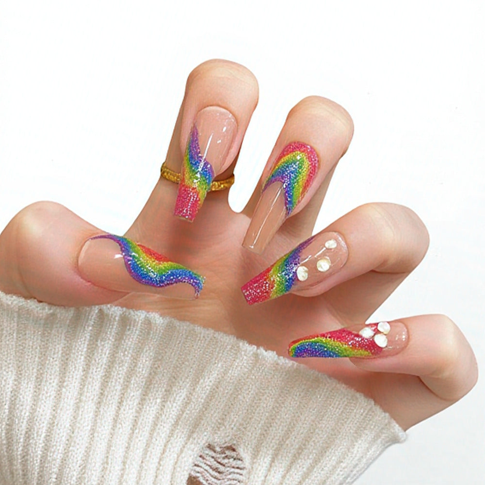 Creative Rainbow Design Press-On Nails
