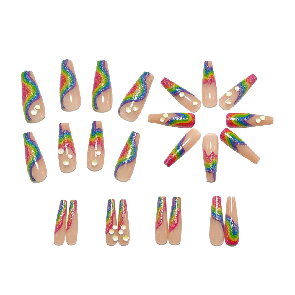 Creative Rainbow Design Press-On Nails