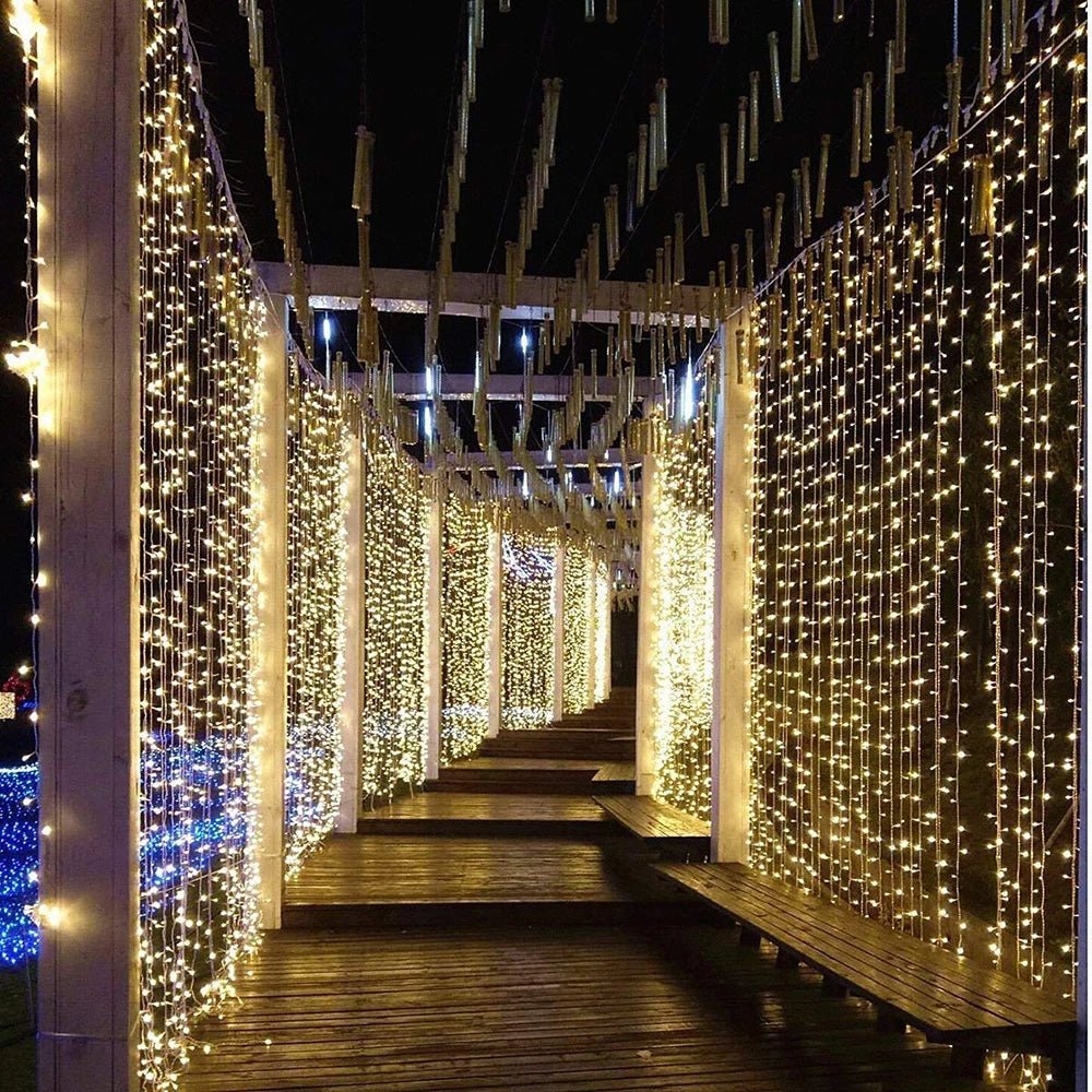 Boneroshop | Curtain Christmas Lights 8 Modes Control - Remote Control Christmas Decorative Hanging String Lights