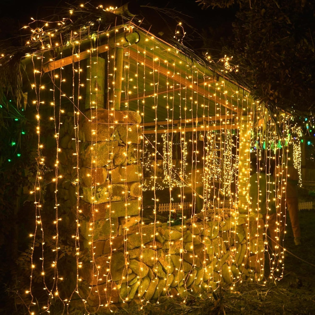 Boneroshop | Curtain Christmas Lights 8 Modes Control - Remote Control Christmas Decorative Hanging String Lights