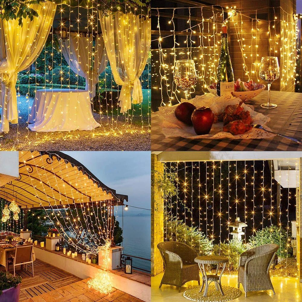 Boneroshop | Curtain Christmas Lights 8 Modes Control - Remote Control Christmas Decorative Hanging String Lights