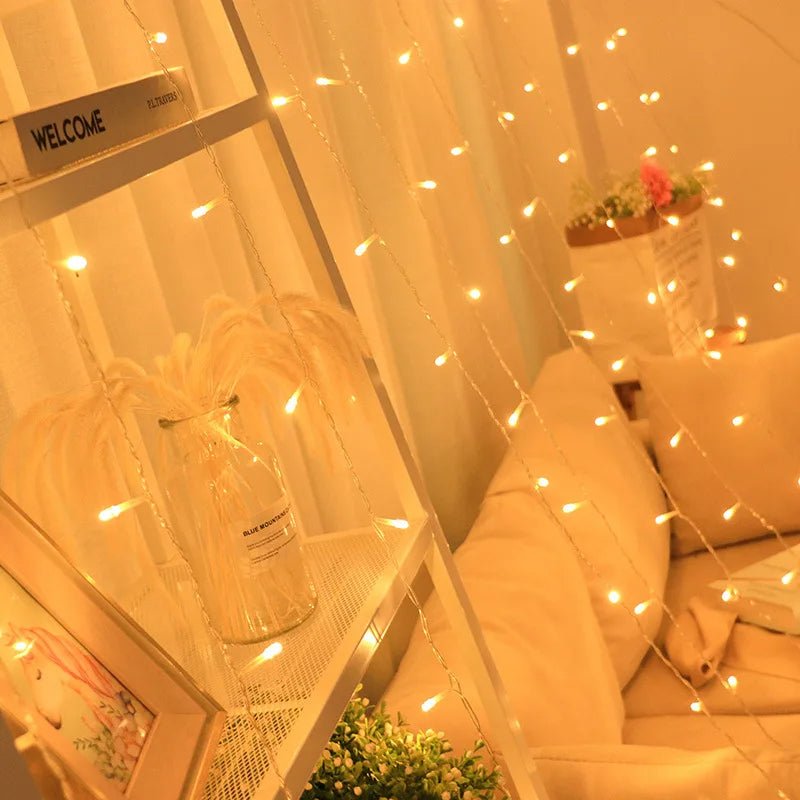 Boneroshop | Curtain Christmas Lights 8 Modes Control - Remote Control Christmas Decorative Hanging String Lights