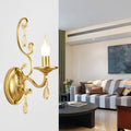 Curved Arm Wall Light Contemporary Crystal 1/2-Light with Brass Finish