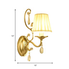 Curved Arm Wall Light Contemporary Crystal 1/2-Light with Brass Finish