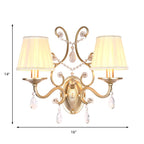 Curved Arm Wall Light Contemporary Crystal 1/2-Light with Brass Finish