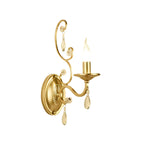 Curved Arm Wall Light Contemporary Crystal 1/2-Light with Brass Finish