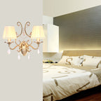 Curved Arm Wall Light Contemporary Crystal 1/2-Light with Brass Finish