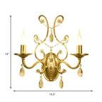 Curved Arm Wall Light Contemporary Crystal 1/2-Light with Brass Finish