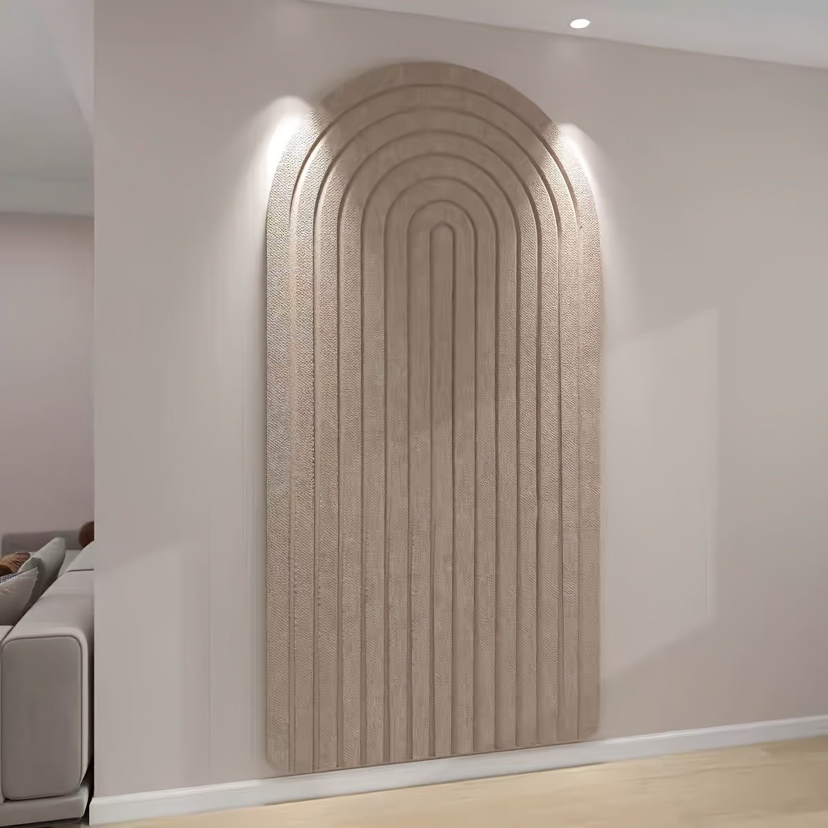 Curved Felt Pinboard Self-Adhesive Wall Organiser Memo Board with Striped Arch Design for Office Hallway and Bedroom