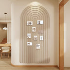 Curved Felt Pinboard Self-Adhesive Wall Organiser Memo Board with Striped Arch Design for Office Hallway and Bedroom