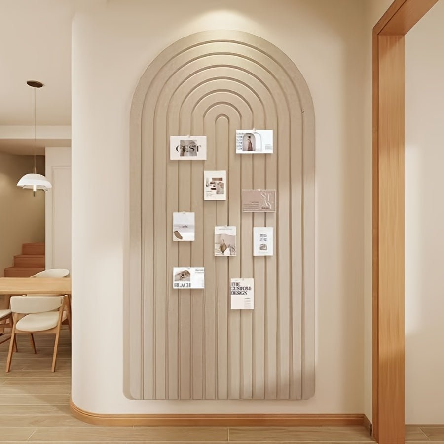 Curved Felt Pinboard Self-Adhesive Wall Organiser Memo Board with Striped Arch Design for Office Hallway and Bedroom