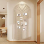 Curved Felt Pinboard Self-Adhesive Wall Organiser Memo Board with Striped Arch Design for Office Hallway and Bedroom