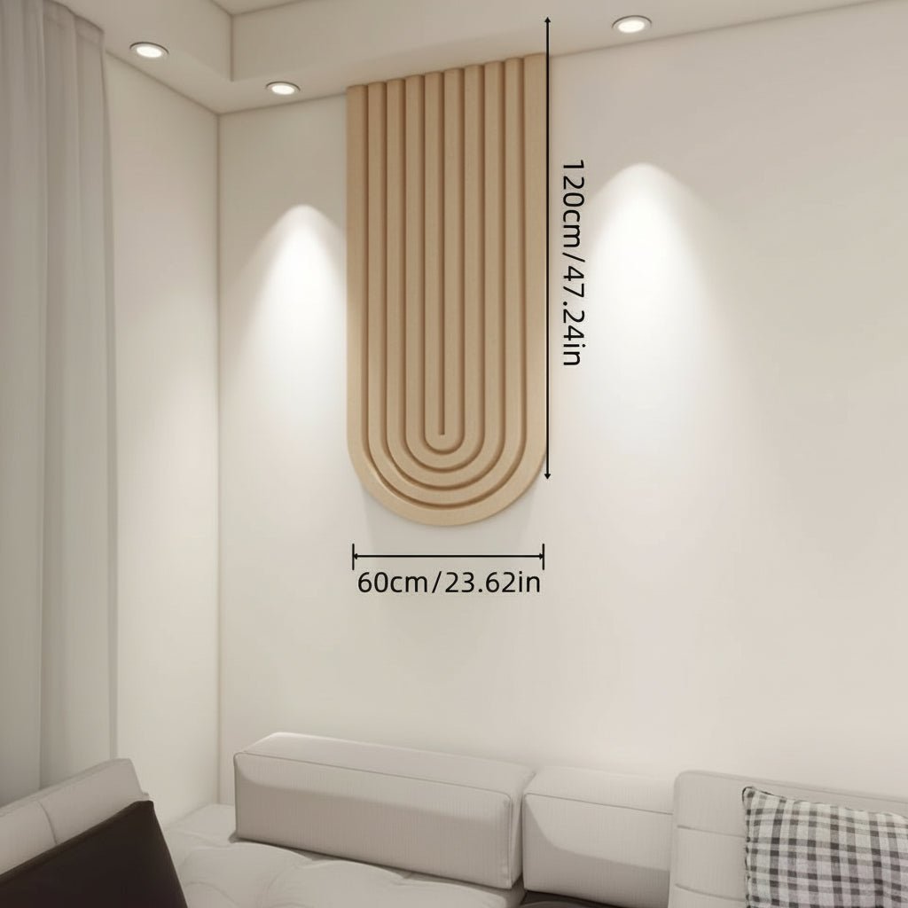 Curved Felt Pinboard Self-Adhesive Wall Organiser Memo Board with Striped Arch Design for Office Hallway and Bedroom
