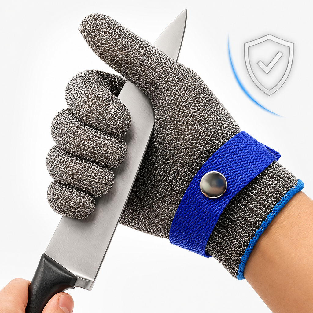 Cut-Resistant Protective Glove with Adjustable Webbing Wrist Strap