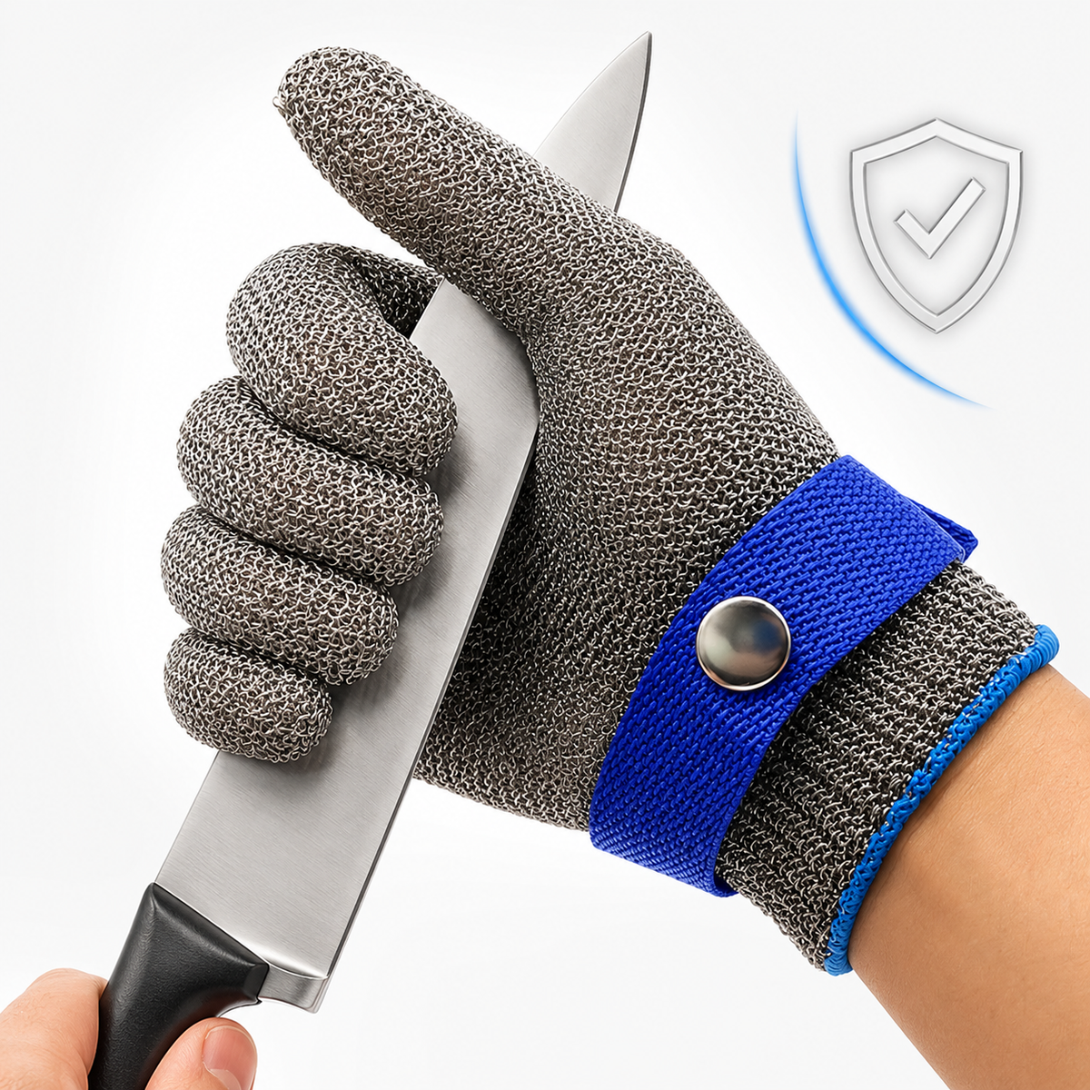 Cut-Resistant Protective Glove with Adjustable Webbing Wrist Strap