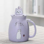 Cute Cartoon Kitty Mug Set with Lid and Spoon