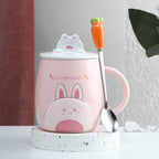 Cute Cartoon Kitty Mug Set with Lid and Spoon