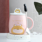 Cute Cartoon Kitty Mug Set with Lid and Spoon