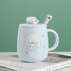 Cute Cartoon Kitty Mug Set with Lid and Spoon