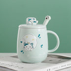 Cute Cartoon Kitty Mug Set with Lid and Spoon