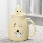 Cute Cartoon Kitty Mug Set with Lid and Spoon
