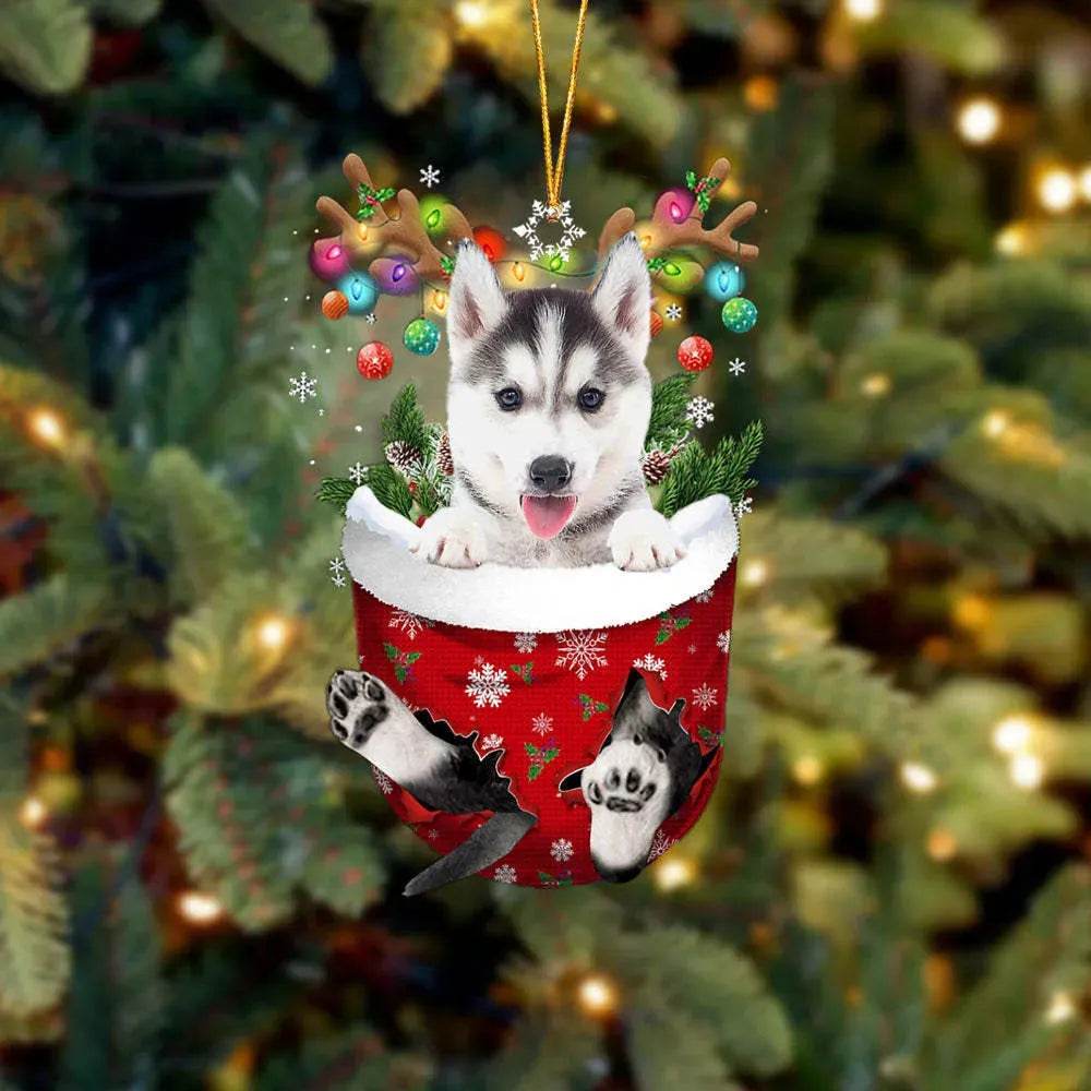 Cute Christmas Stocking Dog Pendant Decoration