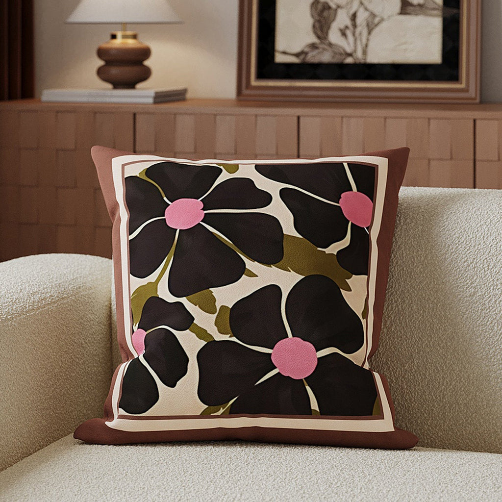 Decorative Cotton-Linen Horse-Illustration Square Throw Pillow Cover with Hidden Zip