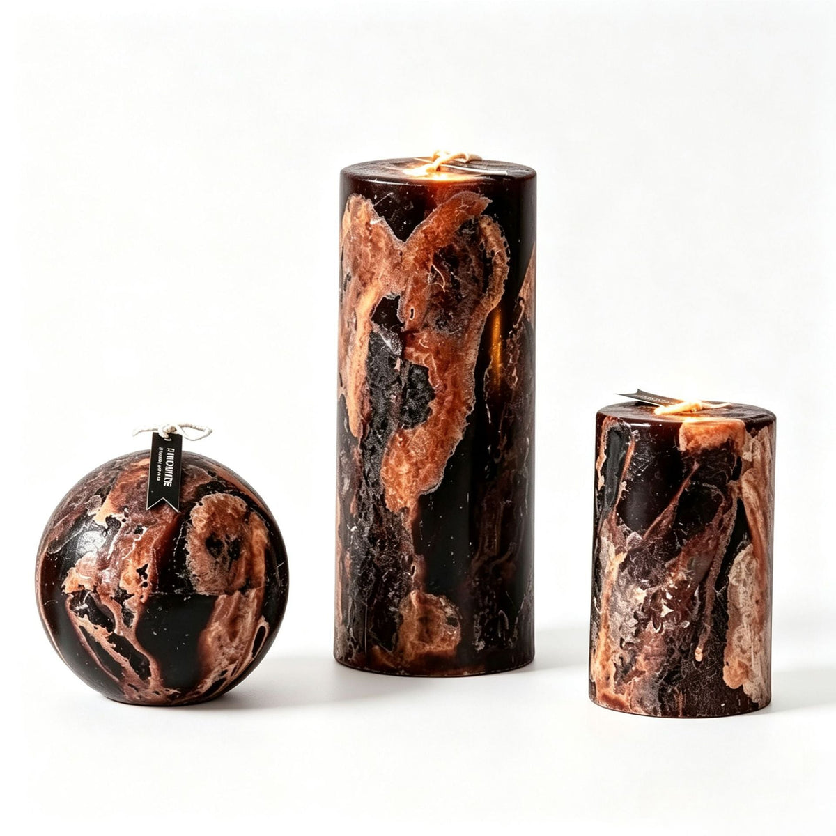 Decorative Marble-Effect Candle Set