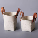 Decorative Plant Pots with Leather Handles – Flower Pots for Home and Garden