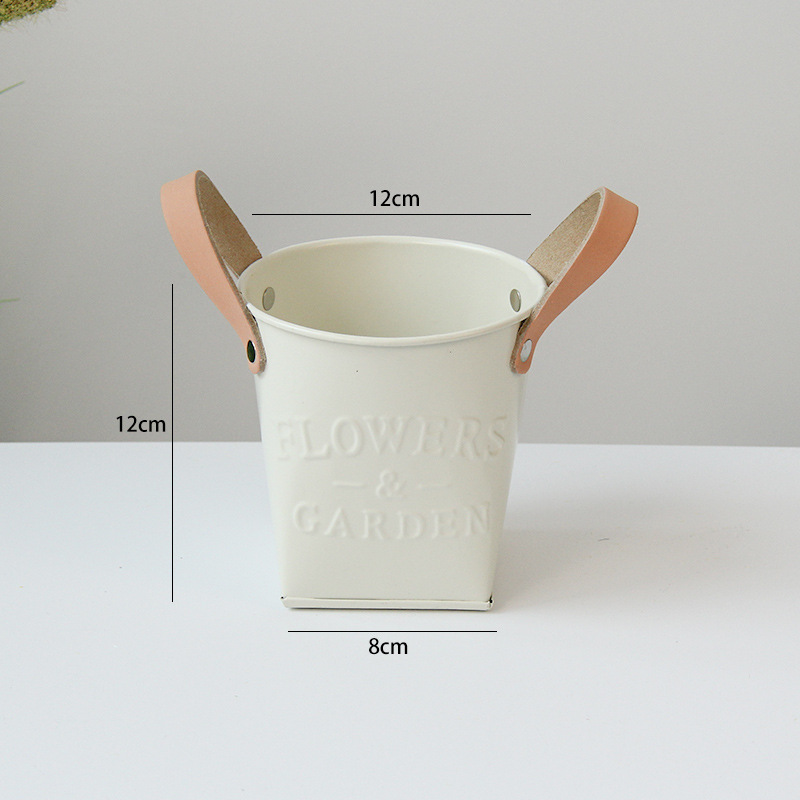 Decorative Plant Pots with Leather Handles – Flower Pots for Home and Garden